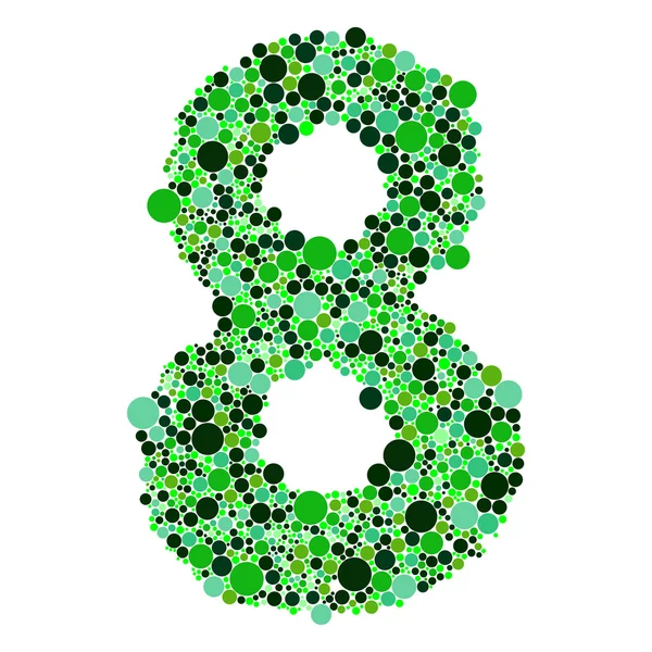 Számok zöld ábécé szimbólumai színes buborékok, vagy golyó — Stock Fotó
