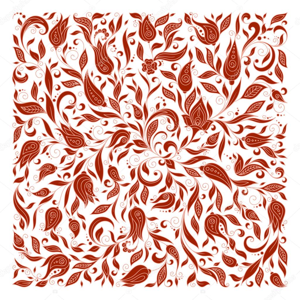 Vector illustration of square made with floral elements.  