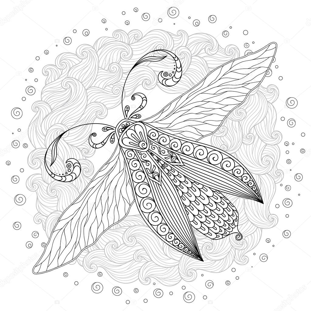 Henna Mehendi Tattoo Style Doodles butterfly.