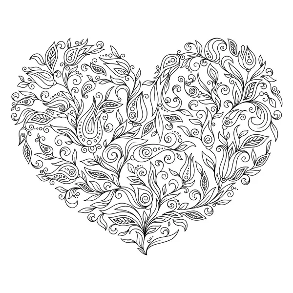 Desenho para colorir coração da flor cartão de saudação do dia de São Valentim — Fotografia de Stock