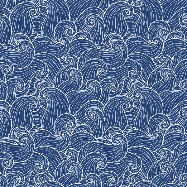 Hand drawn seamless wave blue background.