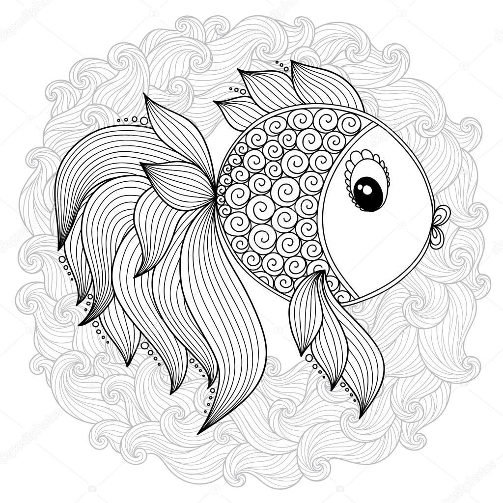 Desenho de peixe bonito para colorir e imprimir