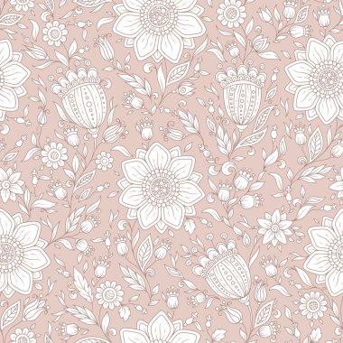 Sorunsuz vektör çiçek desenli renkli fantezi bitkiler ile ve 