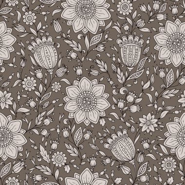 Sorunsuz vektör çiçek desenli renkli fantezi bitkiler ile ve 