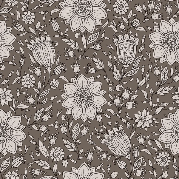 Sorunsuz vektör çiçek desenli renkli fantezi bitkiler ile ve 