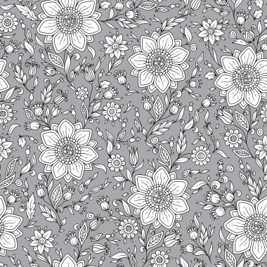 Sorunsuz vektör çiçek desenli renkli fantezi bitkiler ile ve 