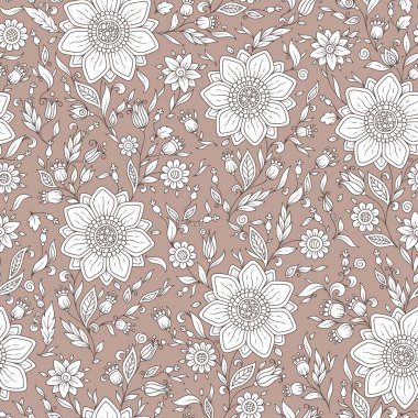 Sorunsuz vektör çiçek desenli renkli fantezi bitkiler ile ve 