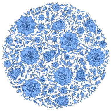 Yuvarlak renkli romantik çiçek desenle.