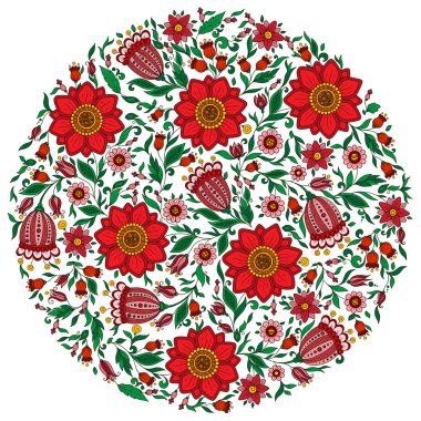 Yuvarlak renkli romantik çiçek desenle.