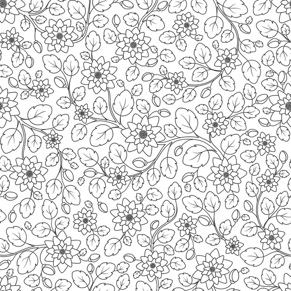 Seamless floral doodle background pattern in vector. — Stock Vector