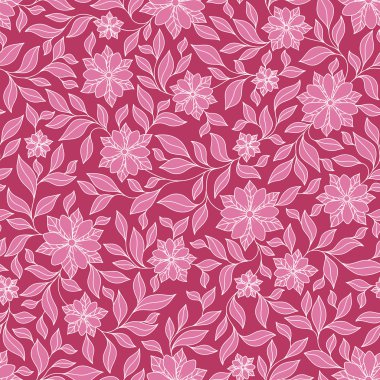 Ornate violet and pink floral seamless texture, endless pattern 