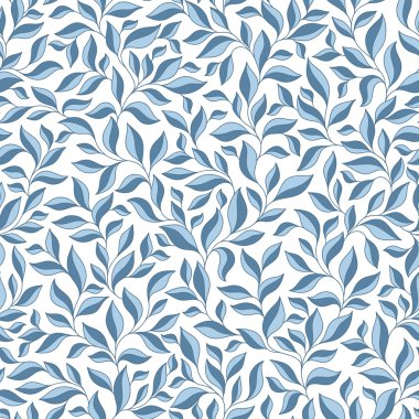 Mavi yaprakları ile çiçek seamless modeli.