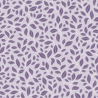 Seamless pattern with violet and pink leaves on dark background.