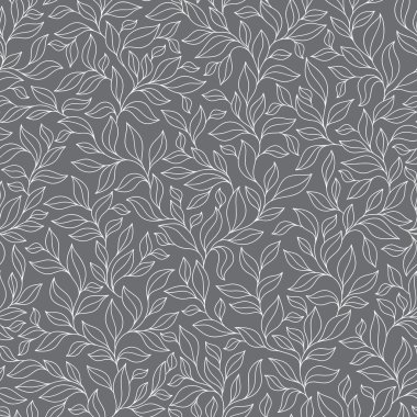 Grey seamless autumn pattern.