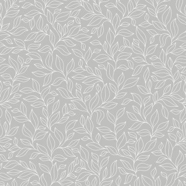 Grey seamless autumn pattern.