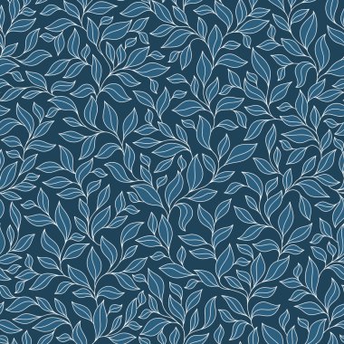 Mavi yaprakları ile çiçek seamless modeli.