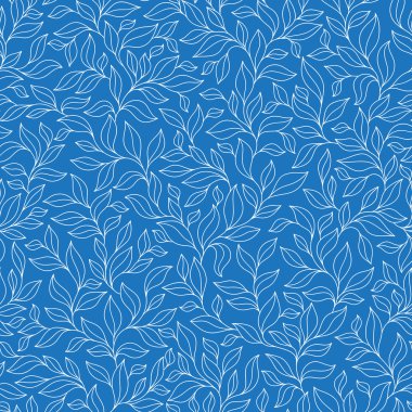 Mavi yaprakları ile çiçek seamless modeli.