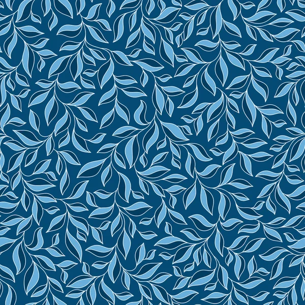 Patrón sin costura floral con hojas azules . — Vector de stock