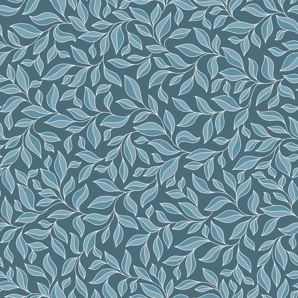 Λουλουδάτο μοτίβο άνευ ραφής με μπλε φύλλα. — Διανυσματικό Αρχείο