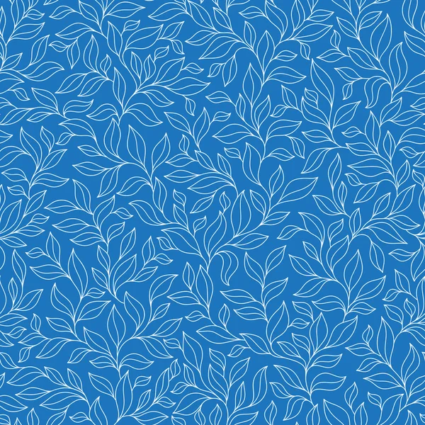 Padrão sem costura floral com folhas azuis . — Vetor de Stock
