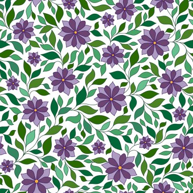 Soyut çiçeklerle kusursuz desenlerin vektör çizimi