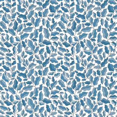 Mavi yaprakları ile çiçek seamless modeli.