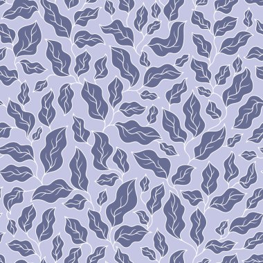 Mavi yaprakları ile çiçek seamless modeli.