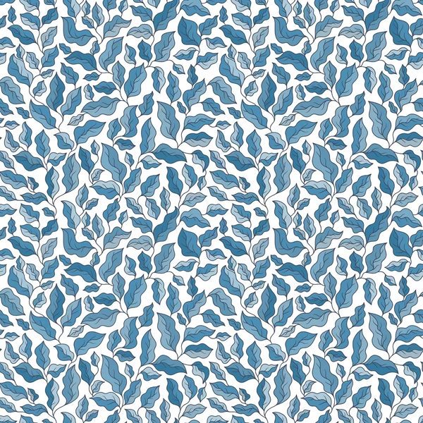 Floral seamless pattern with blue leaves. — Stock Vector