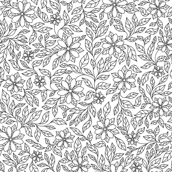 Vector Seamless Monochrome Floral Pattern. — Stock Vector