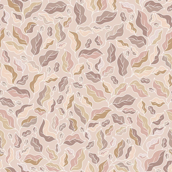 Patrón sin costura beige abstracto con hojas . — Vector de stock