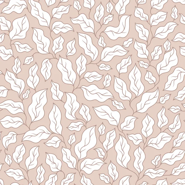 Abstraktes beige nahtloses Muster mit Blättern. — Stockvektor
