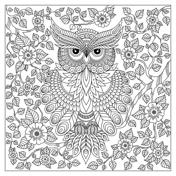 Decorative ornamental Owl. — Stock Vector
