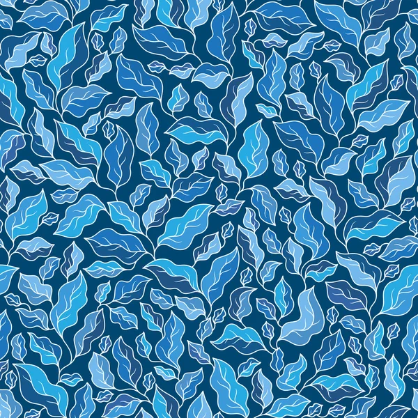 Florales nahtloses Muster mit blauen Blättern. — Stockvektor