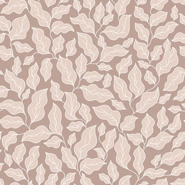 Modèle abstrait beige sans couture avec des feuilles . — Image vectorielle