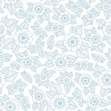 El çizilmiş çiçekler ve yaprakları sorunsuz desen.