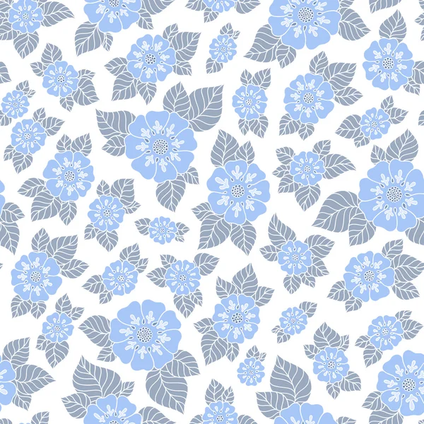 Fleurs et feuilles dessinées à la main motif sans couture . — Image vectorielle