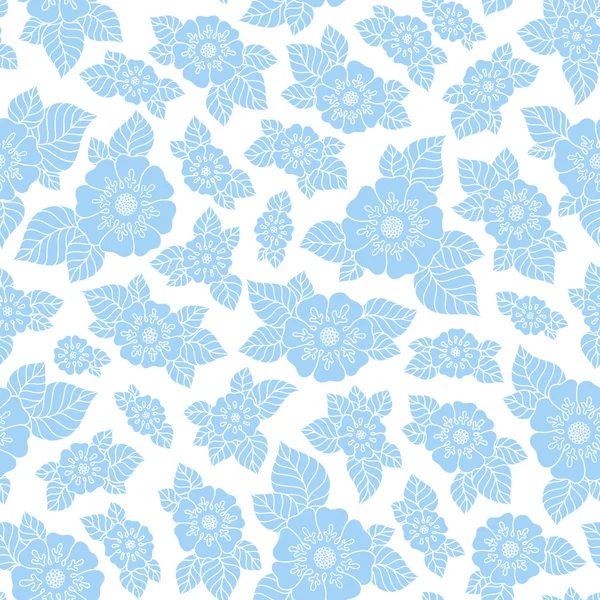 Hand drawn flowers and leaves seamless pattern. — Stock Vector
