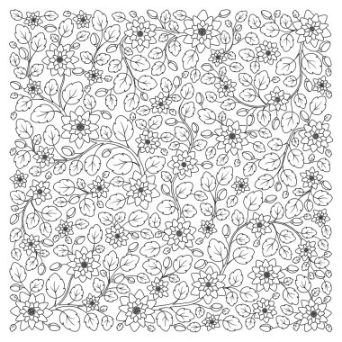 Vintage çiçek desenli boyama sayfası.