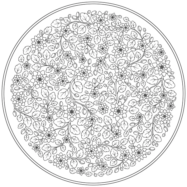 Розмальовка сторінка з вінтажним візерунком квітів . — стоковий вектор