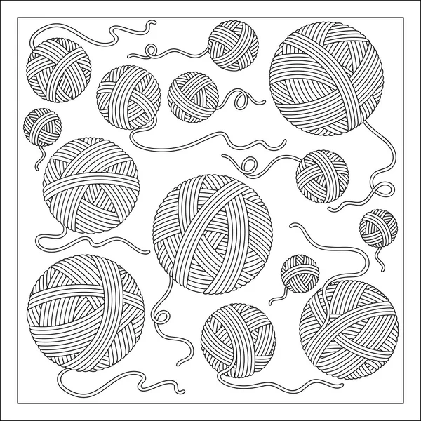 İplik topları çizim vektör çizim anahat — Stok Vektör