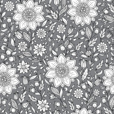 Sorunsuz vektör çiçek desenli renkli fantezi bitkiler ile ve 