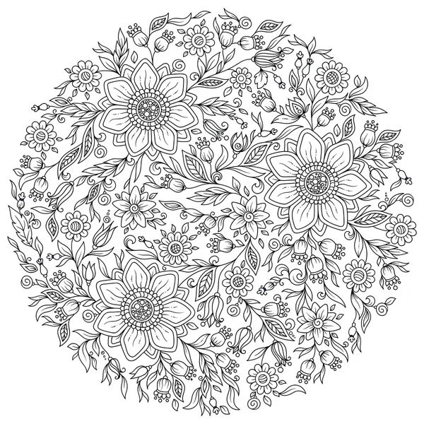 Flores del bosque. Vector para colorear páginas del libro . — Archivo Imágenes Vectoriales