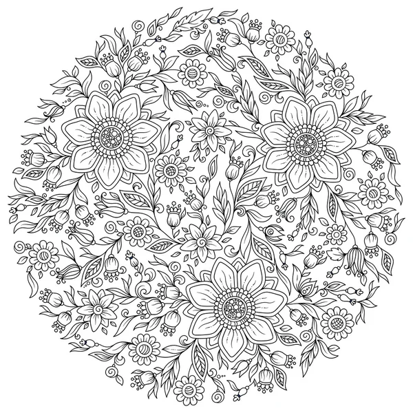 Flores del bosque. Vector para colorear páginas del libro . — Archivo Imágenes Vectoriales