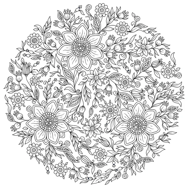 Flores del bosque. Vector para colorear páginas del libro . — Archivo Imágenes Vectoriales