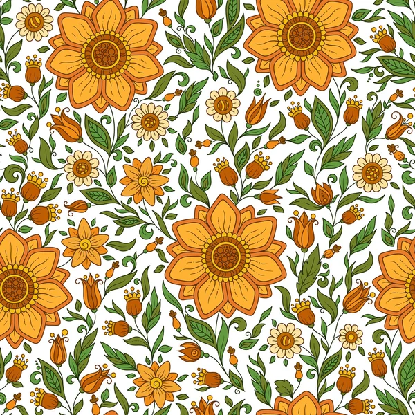 Motif floral vectoriel sans couture avec des plantes fantastiques colorées et — Image vectorielle