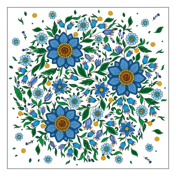 Patrón redondo romántico colorido con flores . — Archivo Imágenes Vectoriales