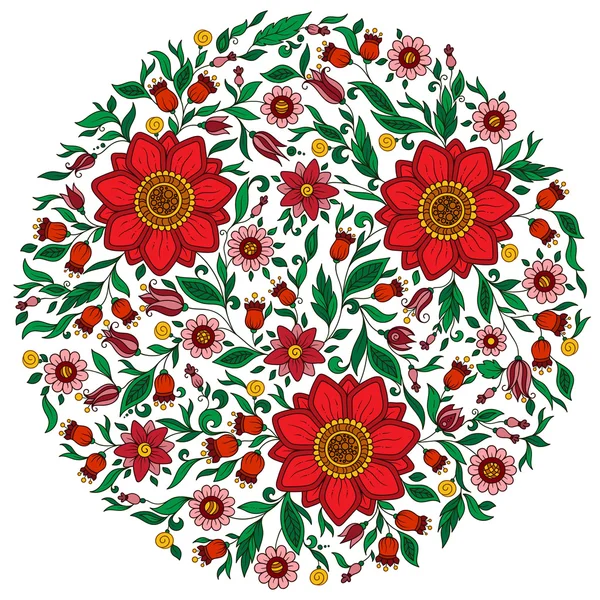 Красочный романтический круглый узор с цветами . — стоковый вектор
