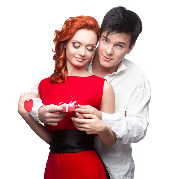 Young smiling couple on valentines day — Stock Photo, Image