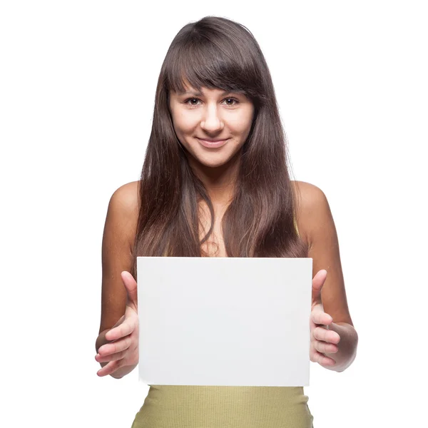 Girl holding sign — Stock Photo, Image