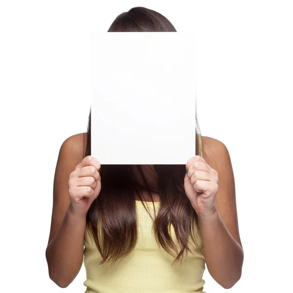 Girl holding sign — Stock Photo, Image